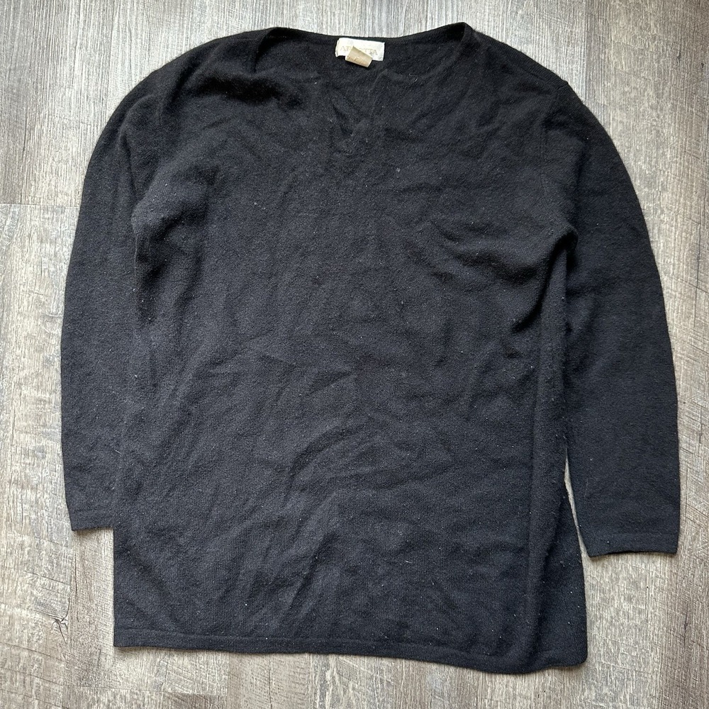 ARLOTTA‎ Studio 100% Cashmere Crewneck Sweater Gray Dark Academia Small Y2K